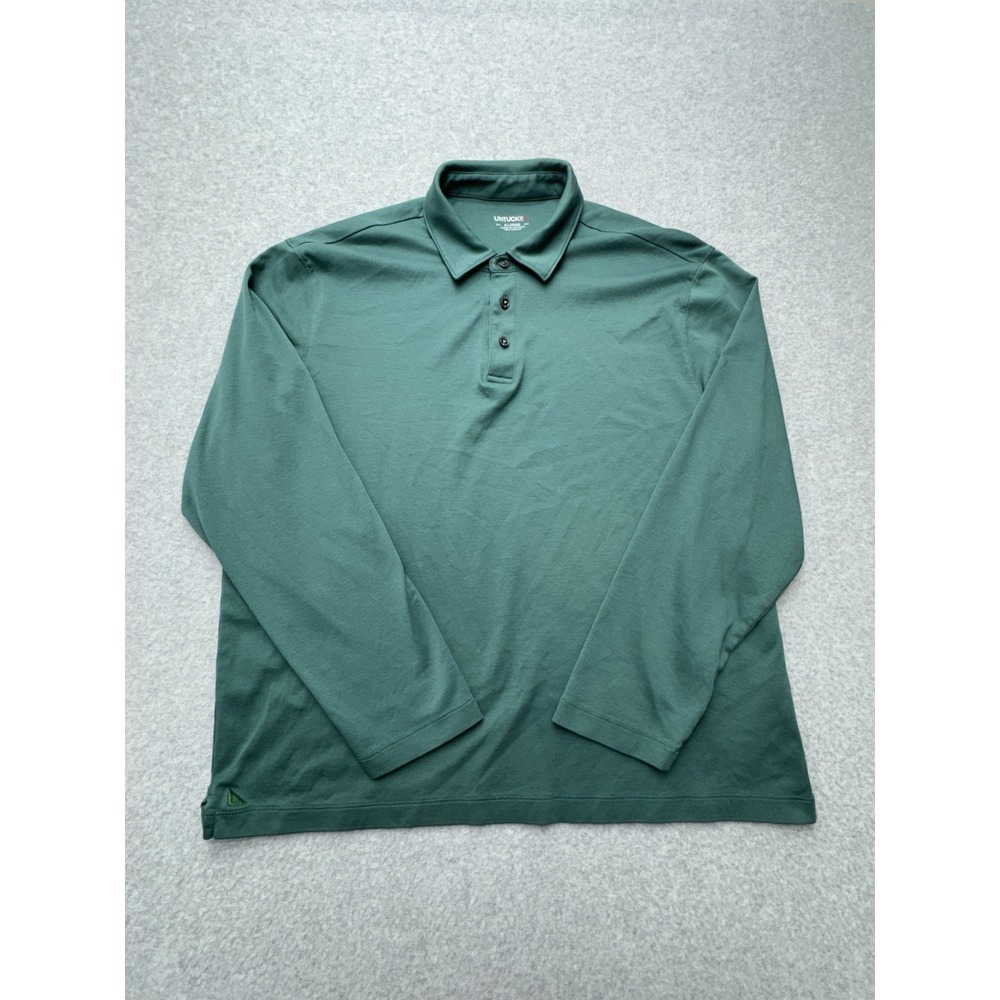 UNTUCKit Polo Shirt Mens XL Green Long Sleeve 100% Cotton Jersey Knit‎ Casual